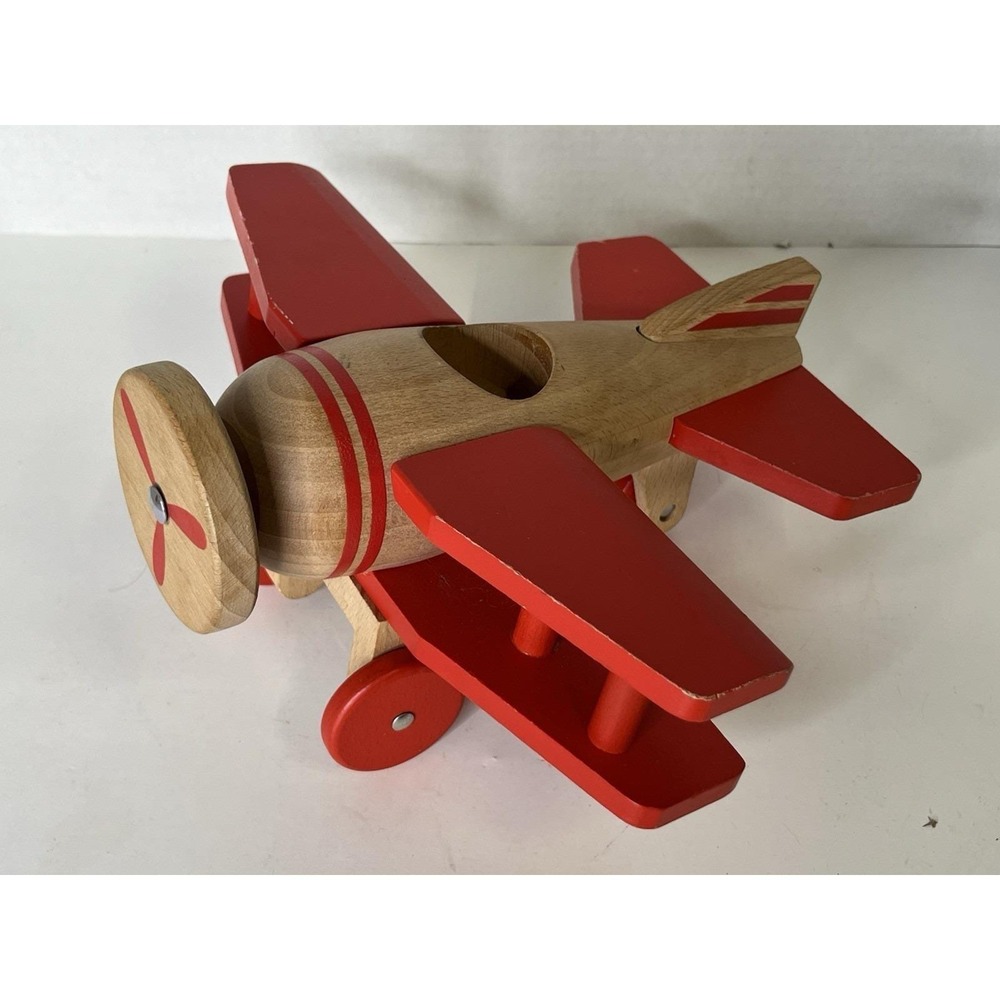 Hearth and Hand with Magnolia Wood Toy Propeller Airplane Red and Tan